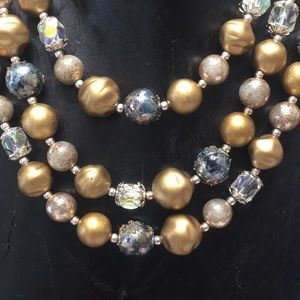 necklace vintage beaded style marked Japan gold multi strand